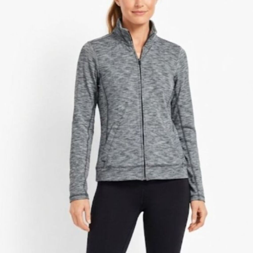 Talbots Women's Gray Space-Dyed Cotton LS Full-Zip Activewear Jacket Size XS